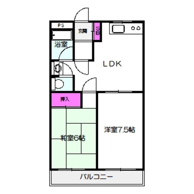 すみれハイツ(2LDK/1階)の間取り写真