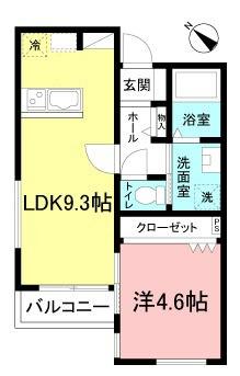 アリシア相模大野(1LDK/3階)の間取り写真