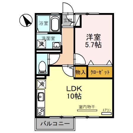 プレジール I(1LDK/2階)の間取り写真
