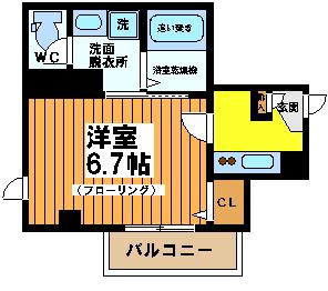 CLAIR COURT(1K/2階)の間取り写真