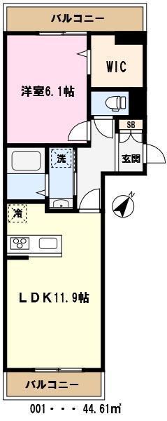 ノーブルヴィラ錦町I(1LDK/3階)の間取り写真