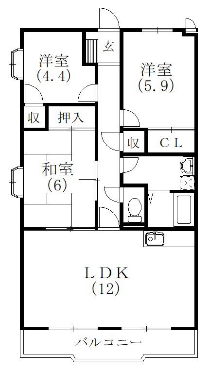 ポテトハウス和合(3LDK/3階)の間取り写真