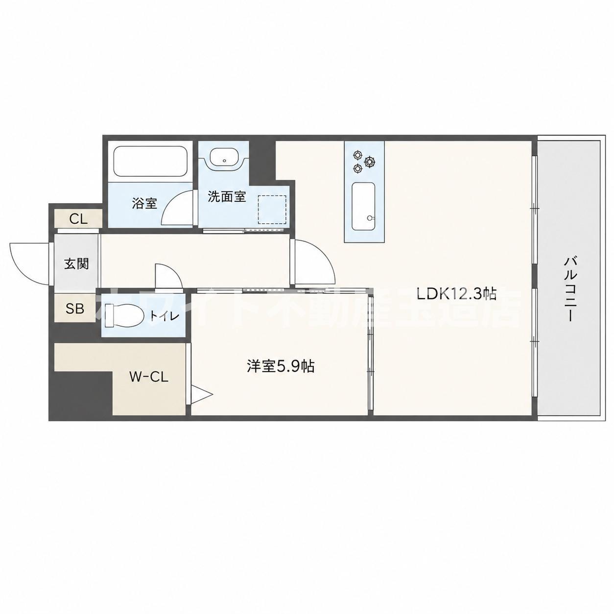 LE・SEL 上町台(1LDK/5階)の間取り写真