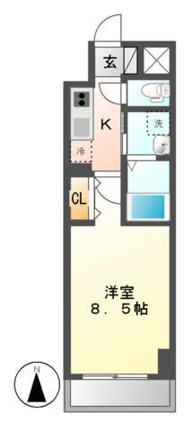 プランドール那古野(1K/3階)の間取り写真