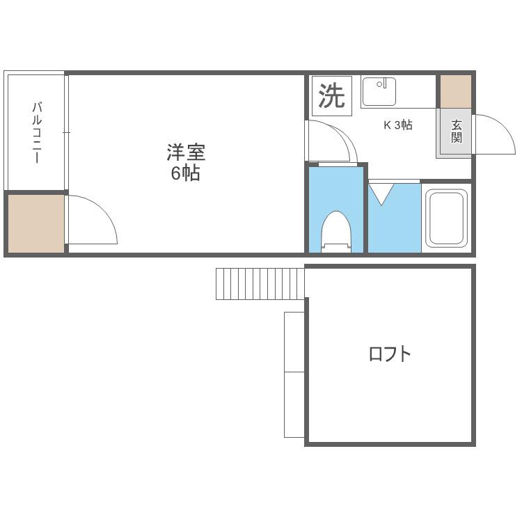 サンラーク三条A(1K/1階)の間取り写真