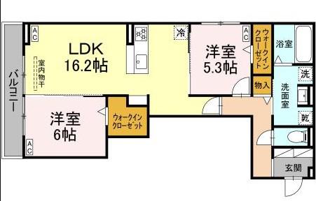 ルヴィータ広瀬(2LDK/3階)の間取り写真