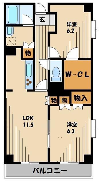 チェリー・アベニュー(2SLDK/3階)の間取り写真