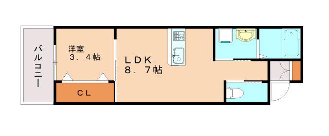 GAZELLE NOAH尼崎次屋(1LDK/2階)の間取り写真