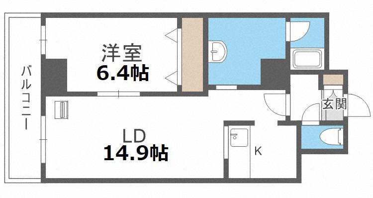 エステラ東札幌(1LDK/6階)の間取り写真