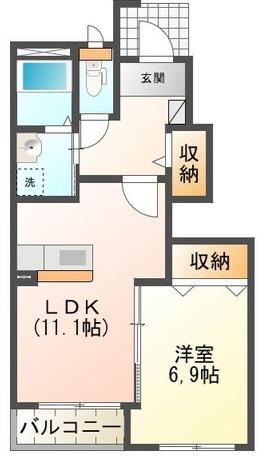 アース・御山(1LDK/1階)の間取り写真