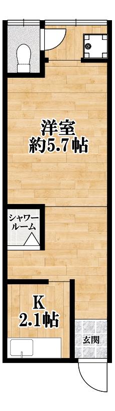 羽曳野リバーハイツ(1K/1階)の間取り写真