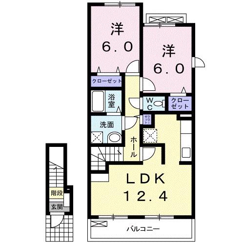 マルベリーコートII(2LDK/2階)の間取り写真
