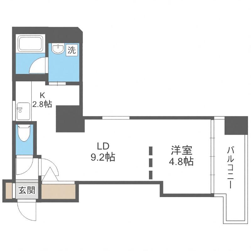 札幌中央レジデンス(1LDK/8階)の間取り写真