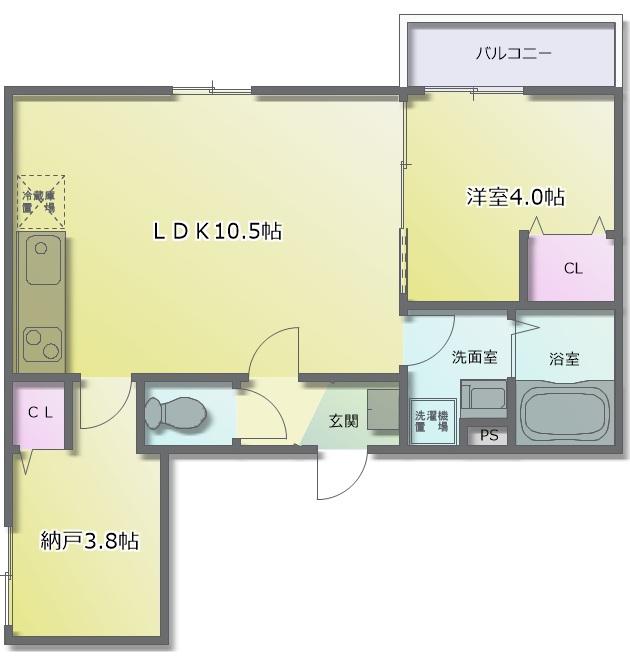 D PORTA MODERNO(2LDK/3階)の間取り写真