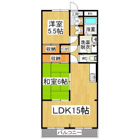 徒士町アパルトメント(3LDK/1階)の間取り写真