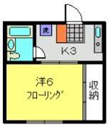 ベイヒルズ山手(1K/2階)の間取り写真