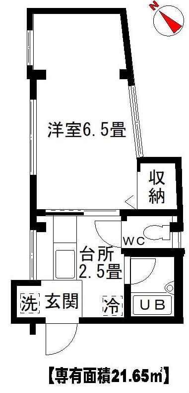 FLAT R-1(1K/3階)の間取り写真