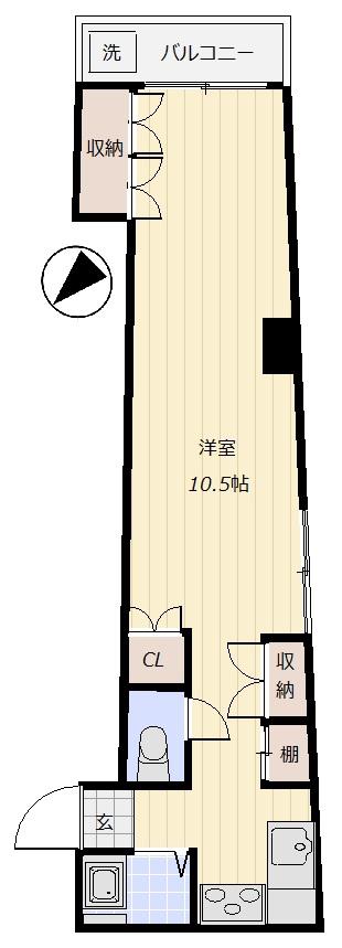ハニー下北沢(ワンルーム/3階)の間取り写真