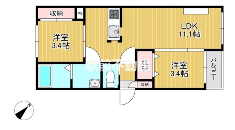 TIDY田代(2LDK/1階)の間取り写真