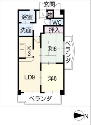 セントラルコート佳日(2LDK/3階)の間取り写真