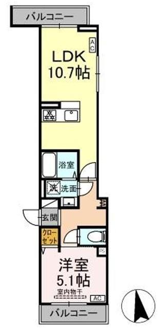 セレスティア豊島N(1LDK/3階)の間取り写真
