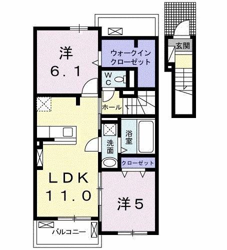 アゼリア光(2LDK/2階)の間取り写真