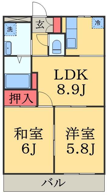 エルガーデン(2LDK/2階)の間取り写真