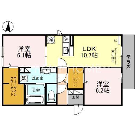 イーストラインII(2LDK/1階)の間取り写真