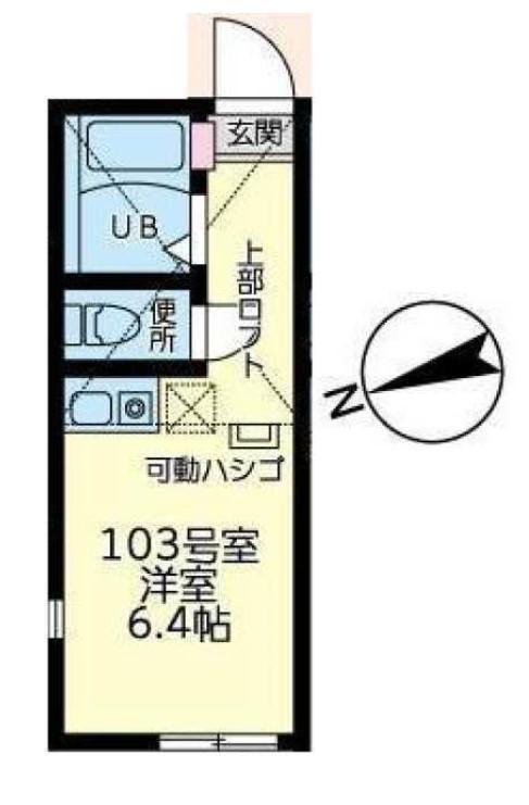 ユナイト弘明寺カールシュミット(ワンルーム/1階)の間取り写真