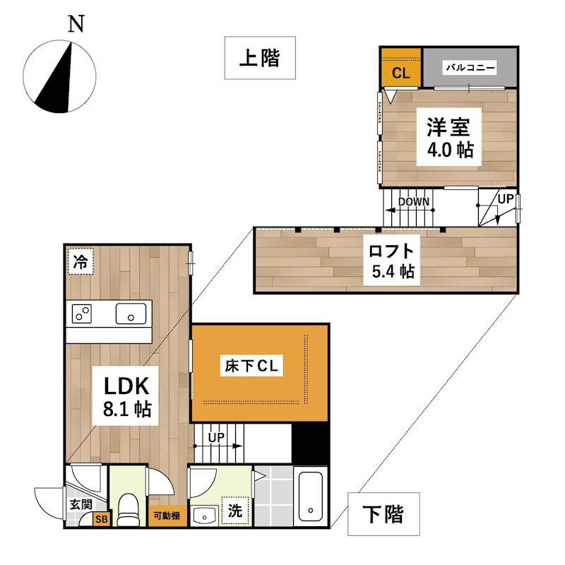 ADC野芥ザ・ガーデン(1LDK/2階)の間取り写真