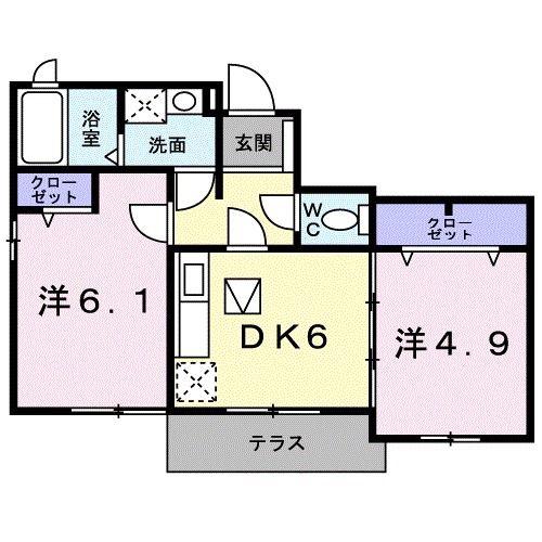 サンリットB(2DK/1階)の間取り写真