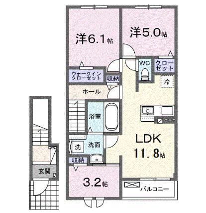 カーム エレガント(3LDK/2階)の間取り写真