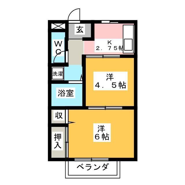 エルディム杉澤(2K/2階)の間取り写真
