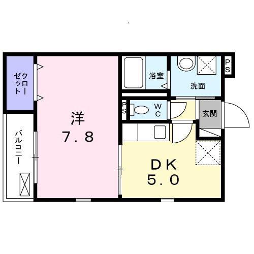 アバンヴィータ(1DK/2階)の間取り写真