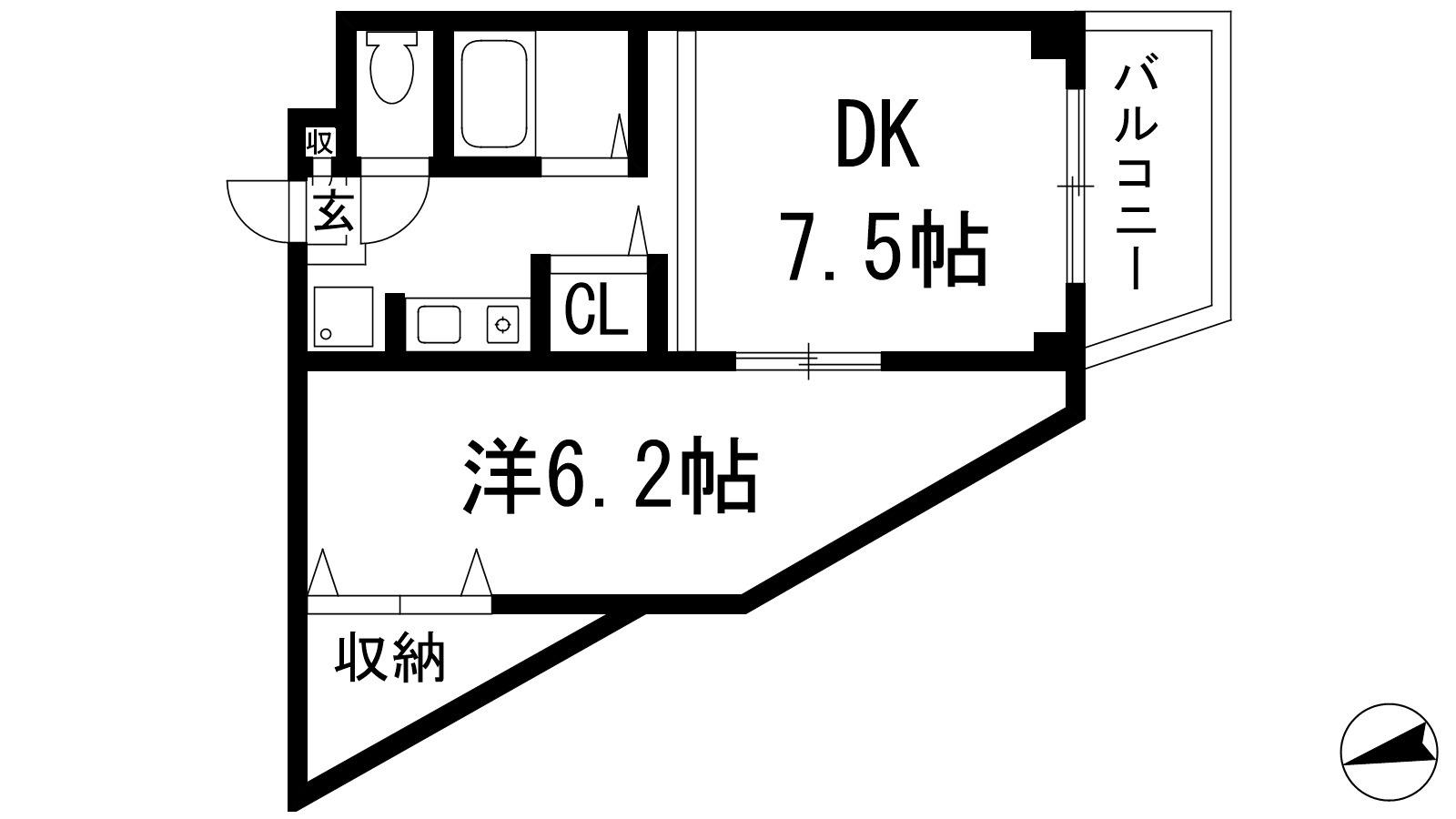 加茂ローゼンハイム(1DK/3階)の間取り写真