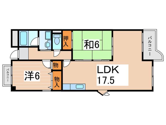 リストラフェイス(2LDK/2階)の間取り写真