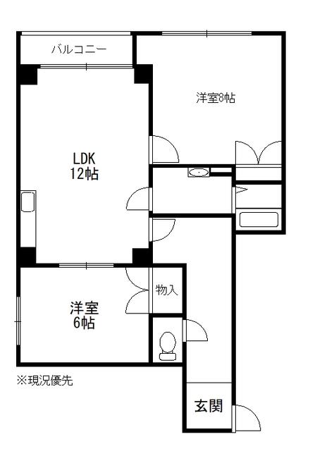 パレス3.25(2LDK/4階)の間取り写真