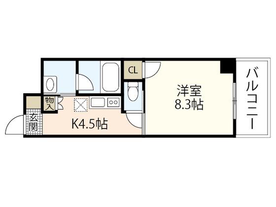 GOLD COURT 楽々園(1K/7階)の間取り写真