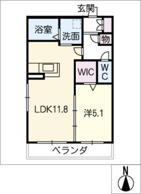 ソレイユ本山(1LDK/3階)の間取り写真