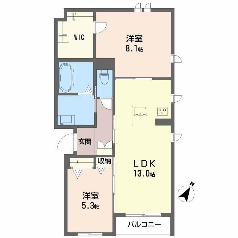 シャーメゾングレース堀止(2LDK/2階)の間取り写真