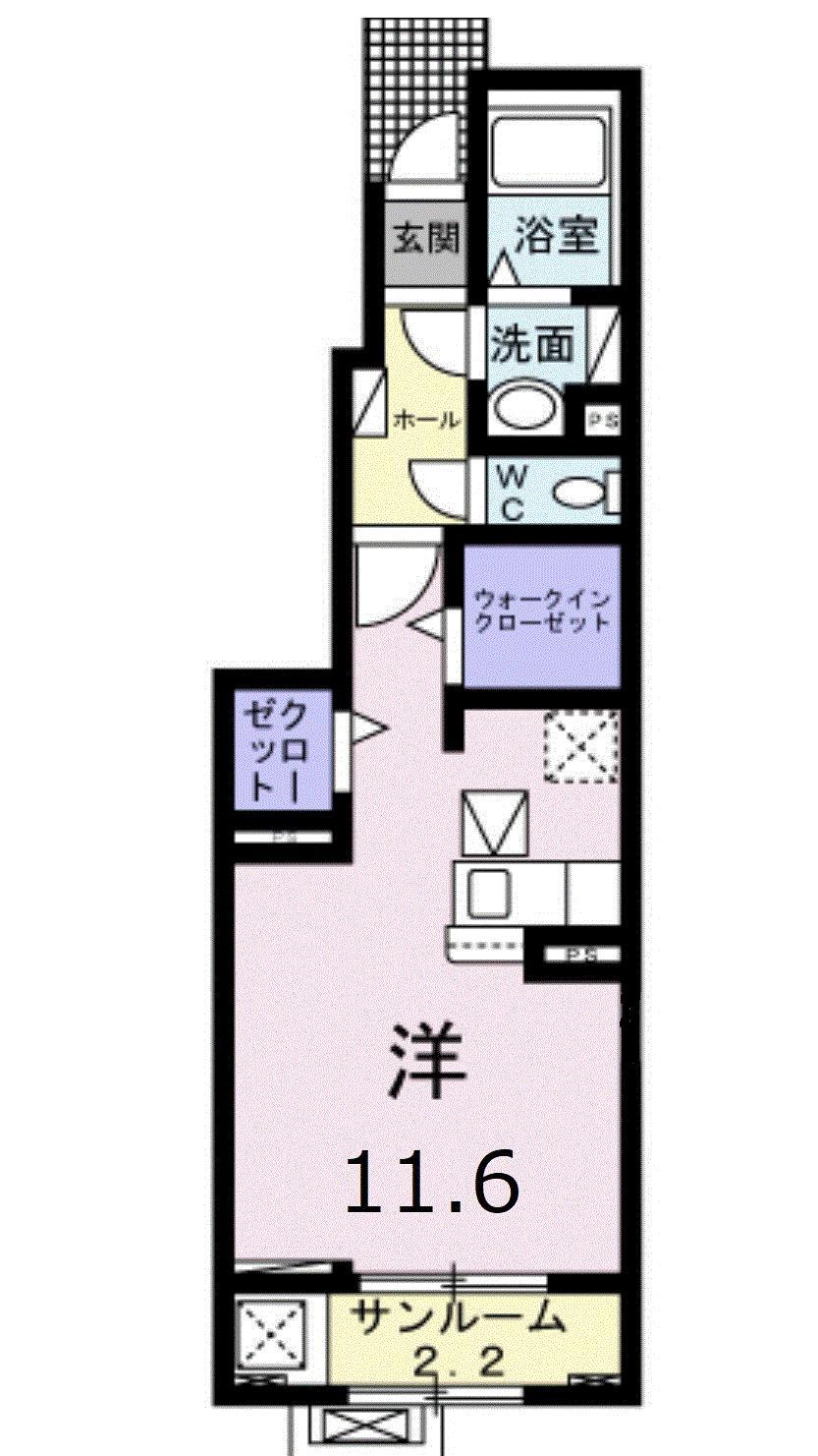フォンハウス 志家(ワンルーム/1階)の間取り写真