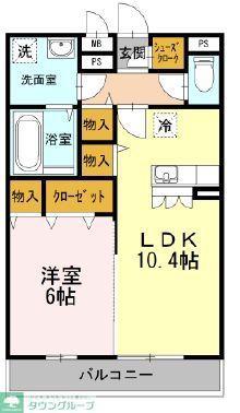アルカディア湘南(1LDK/2階)の間取り写真