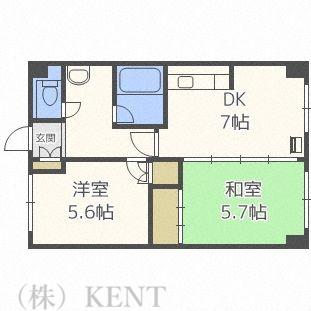 24軒グローリーマンション(2DK/3階)の間取り写真