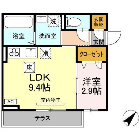 レスア柏崎I(1LDK/1階)の間取り写真