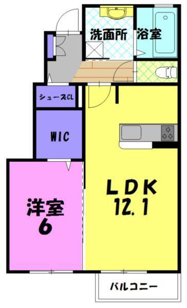 コートヤードC(1LDK/1階)の間取り写真