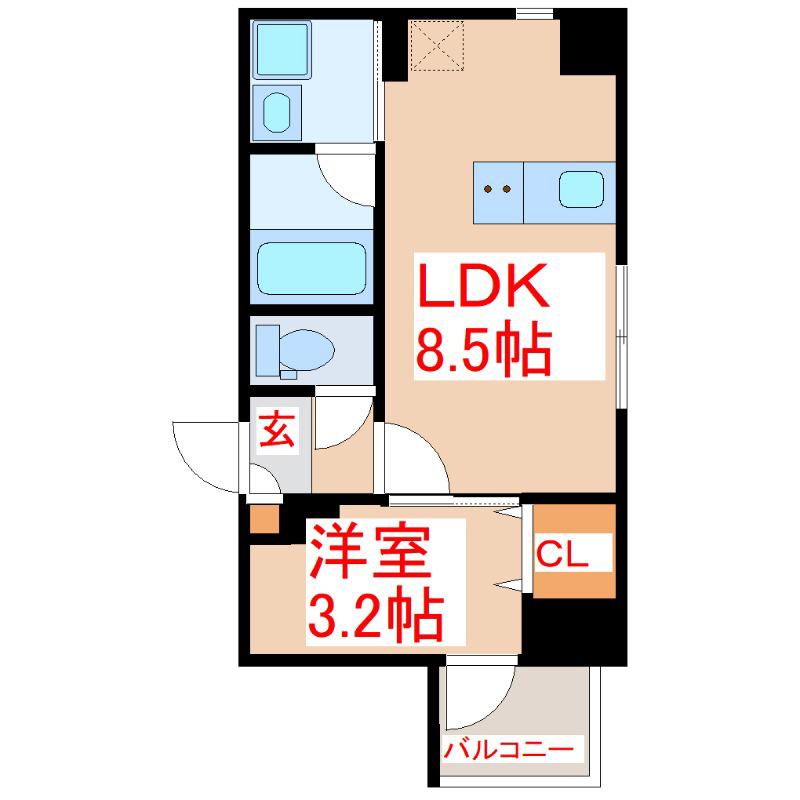 ABELIAII(1LDK/2階)の間取り写真