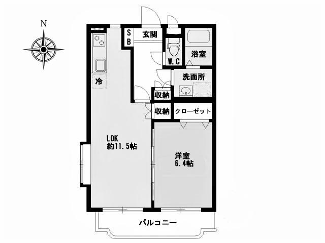ユニティー・プラスパー(1LDK/3階)の間取り写真