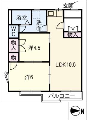 タウン植田(2LDK/2階)の間取り写真