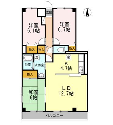 バイブリー・ヒル(3LDK/2階)の間取り写真