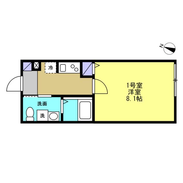 ベイルーム八丁畷(1K/1階)の間取り写真